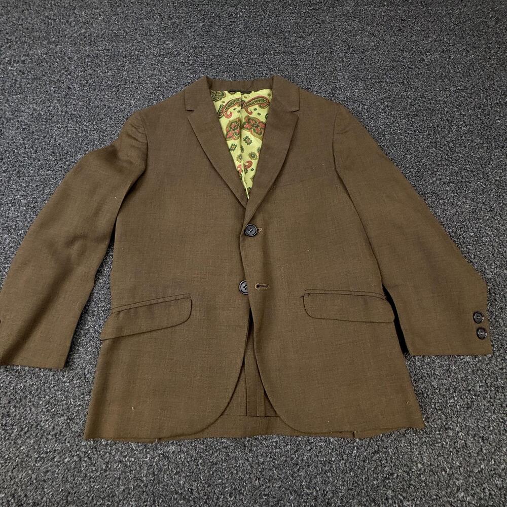 Picariello Sport Coat Boys Med Brown Linen Single-Breasted 2 Button Notch Lapel